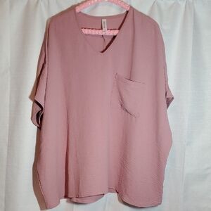 Zenana Outfitters Dusty Pink V-Neck Blouse